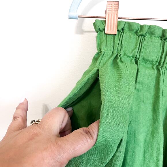 Buykud Linen Womens Midi Skirt Size M Green Boho Pull On Pockets Boho Coastal - Picture 4 of 7